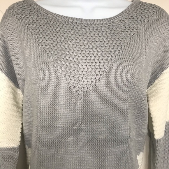 Gray crew knit loose long sleeve sweater - Picture 4 of 4